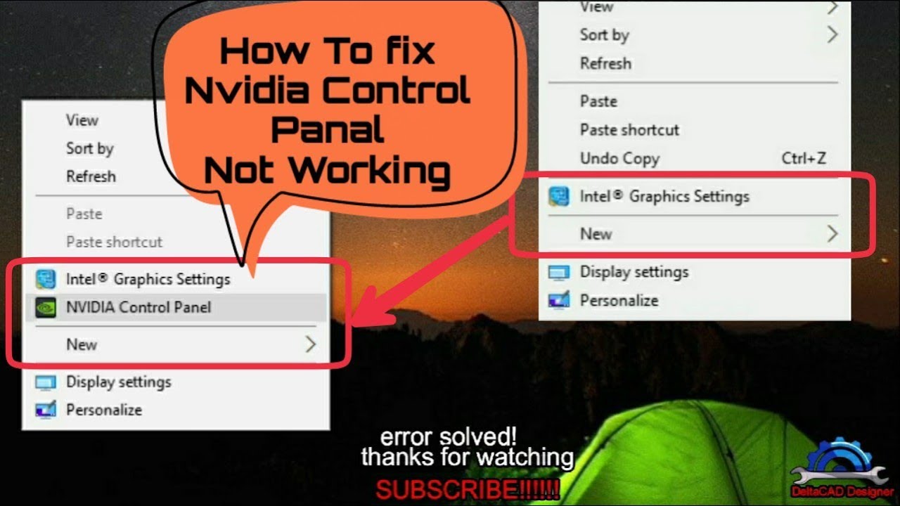 nvidia control panel not launching